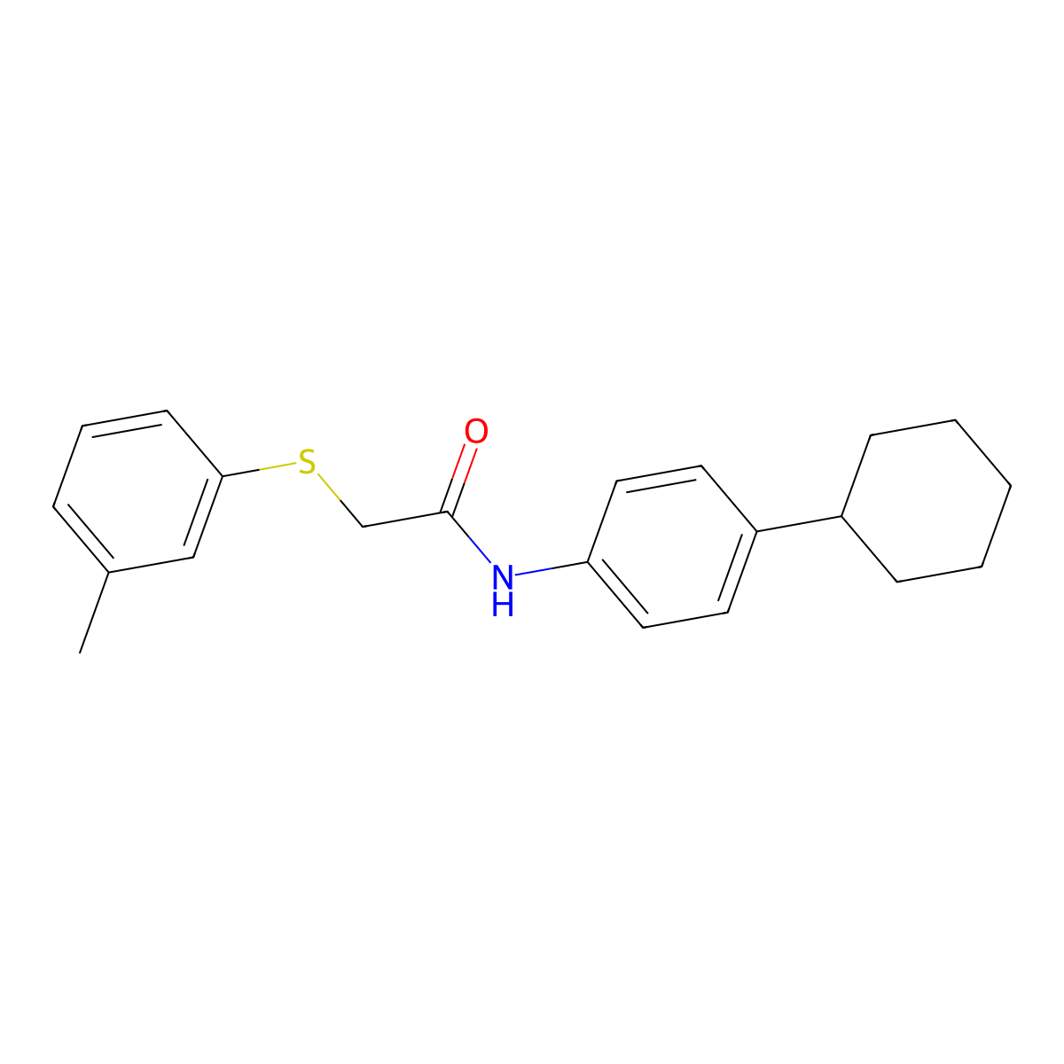 N-(4-cyclohexylphenyl)-2-[(3-methylphenyl)sulfanyl]acetamide molecular structure, CAS 212074-99-2