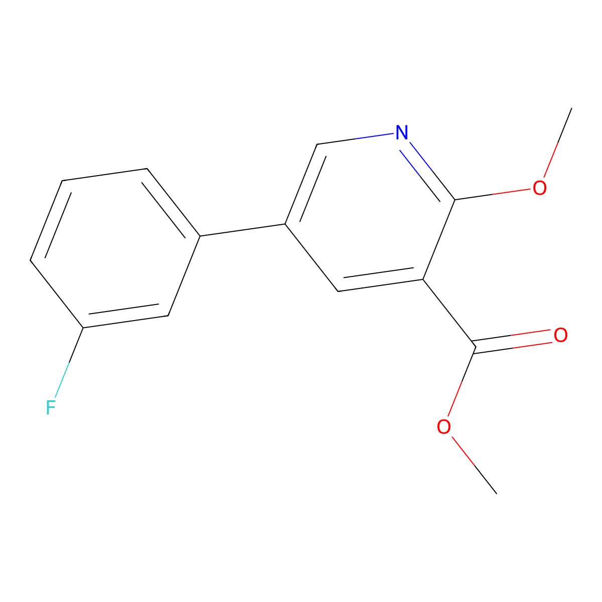 Methyl 5-(3-fluorophenyl)-2-methoxy-3-pyridinecarboxylate molecular structure, CAS 2120768-25-2