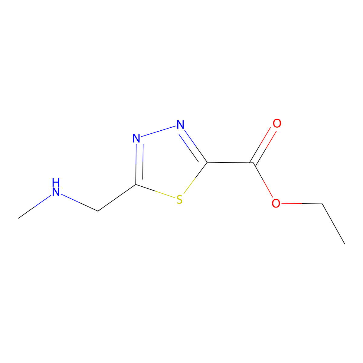Ethyl 5-[(methylamino)methyl]-1,3,4-thiadiazole-2-carboxylate molecular structure, CAS 2120776-19-2