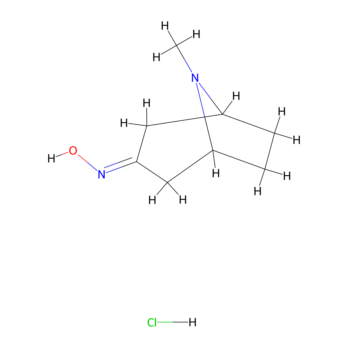 8-Methyl-8-azabicyclo[3.2.1]octan-3-one oxime hydrochloride molecular structure, CAS 212079-30-6