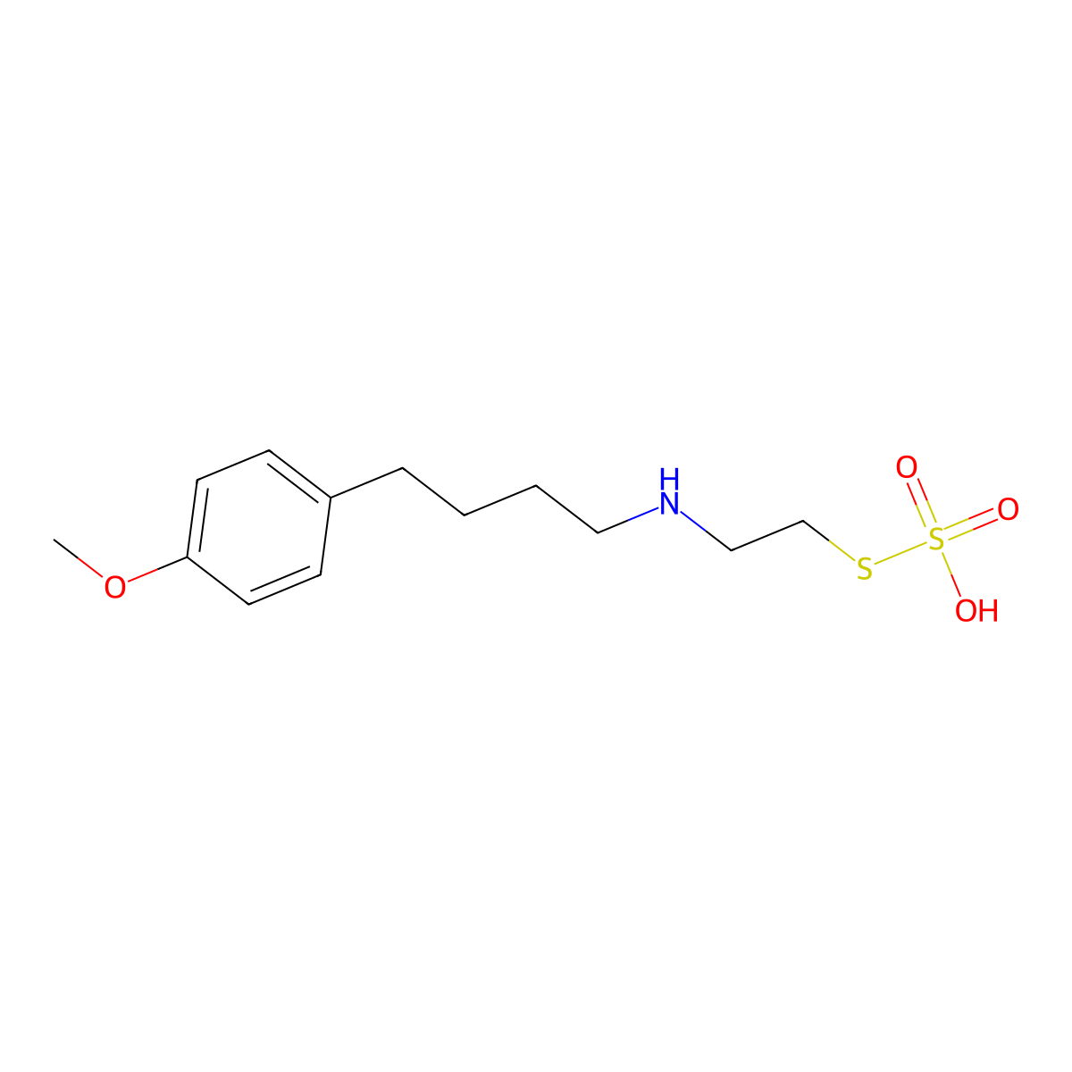 Ethanethiol, 2-(4-(p-methoxyphenyl)butyl)amino-, hydrogen thiosulfate molecular structure, CAS 21208-80-0