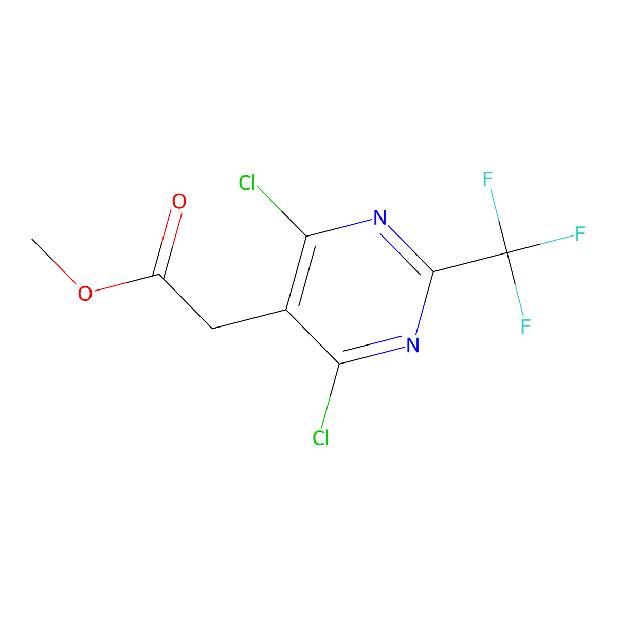 Methyl 2-[4,6-dichloro-2-(trifluoromethyl)pyrimidin-5-yl]acetate molecular structure, CAS 2120808-41-3