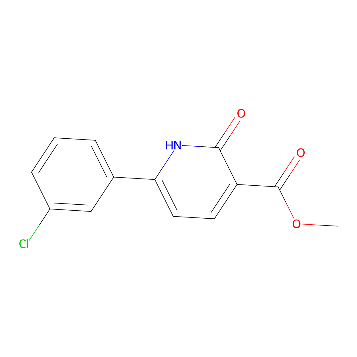 Methyl 6-(3-chlorophenyl)-2-oxo-1,2-dihydropyridine-3-carboxylate molecular structure, CAS 2120828-58-0