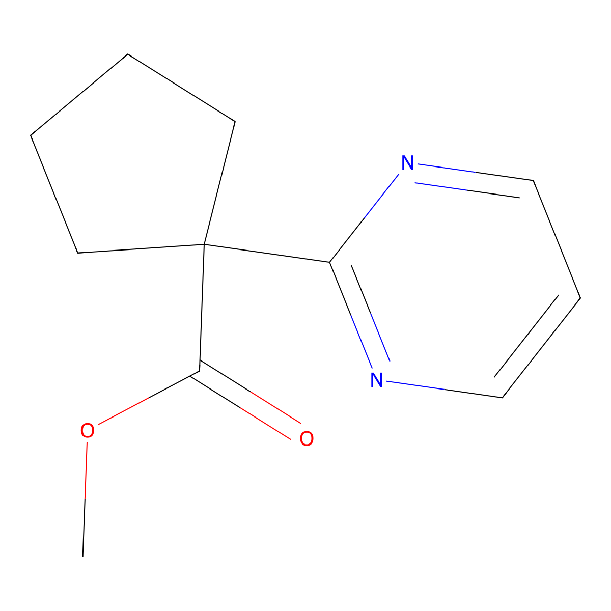 Methyl 1-(pyrimidin-2-yl)cyclopentane-1-carboxylate molecular structure, CAS 2120834-53-7
