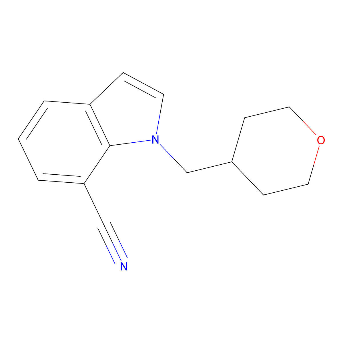 1-[(oxan-4-yl)methyl]-1H-indole-7-carbonitrile molecular structure, CAS 2120909-19-3