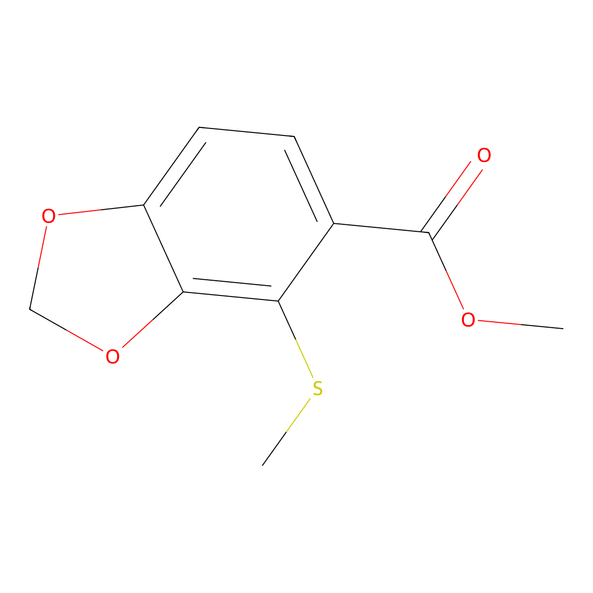 Methyl 4-(methylthio)benzo[d][1,3]dioxole-5-carboxylate molecular structure, CAS 2120936-02-7