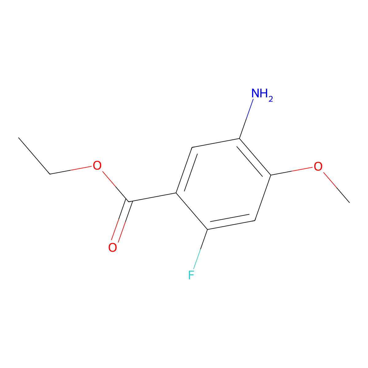 Ethyl 5-amino-2-fluoro-4-methoxybenzoate molecular structure, CAS 2121020-83-3