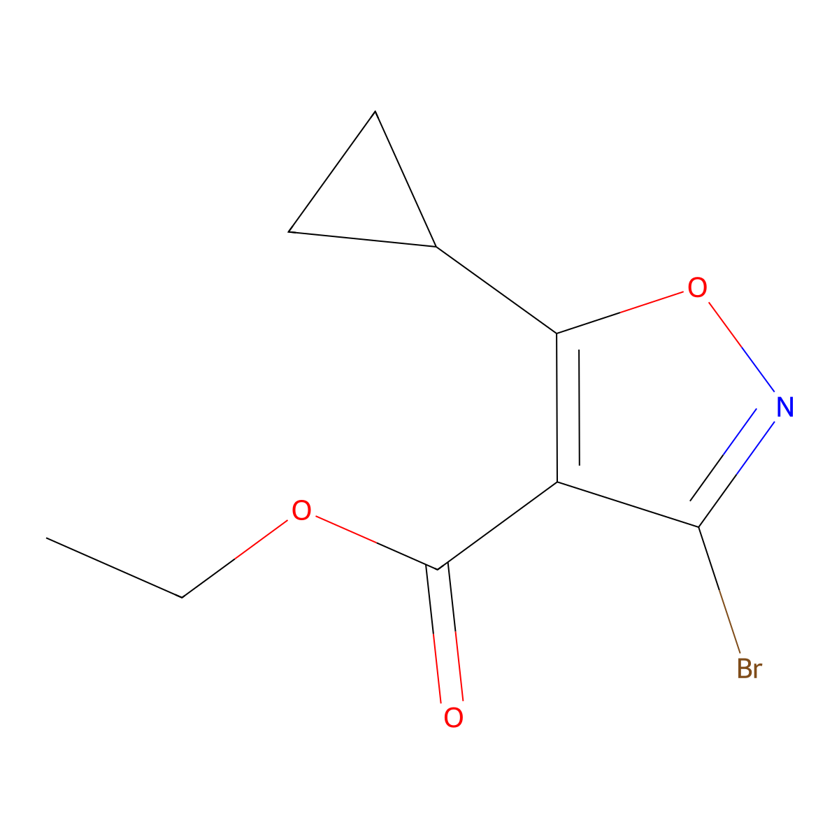 Ethyl 3-bromo-5-cyclopropyl-1,2-oxazole-4-carboxylate molecular structure, CAS 2121033-83-6