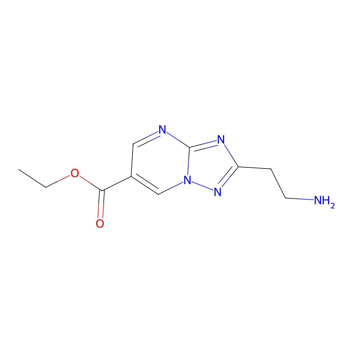 Ethyl 2-(2-aminoethyl)-[1,2,4]triazolo[1,5-a]pyrimidine-6-carboxylate molecular structure, CAS 2121066-12-2