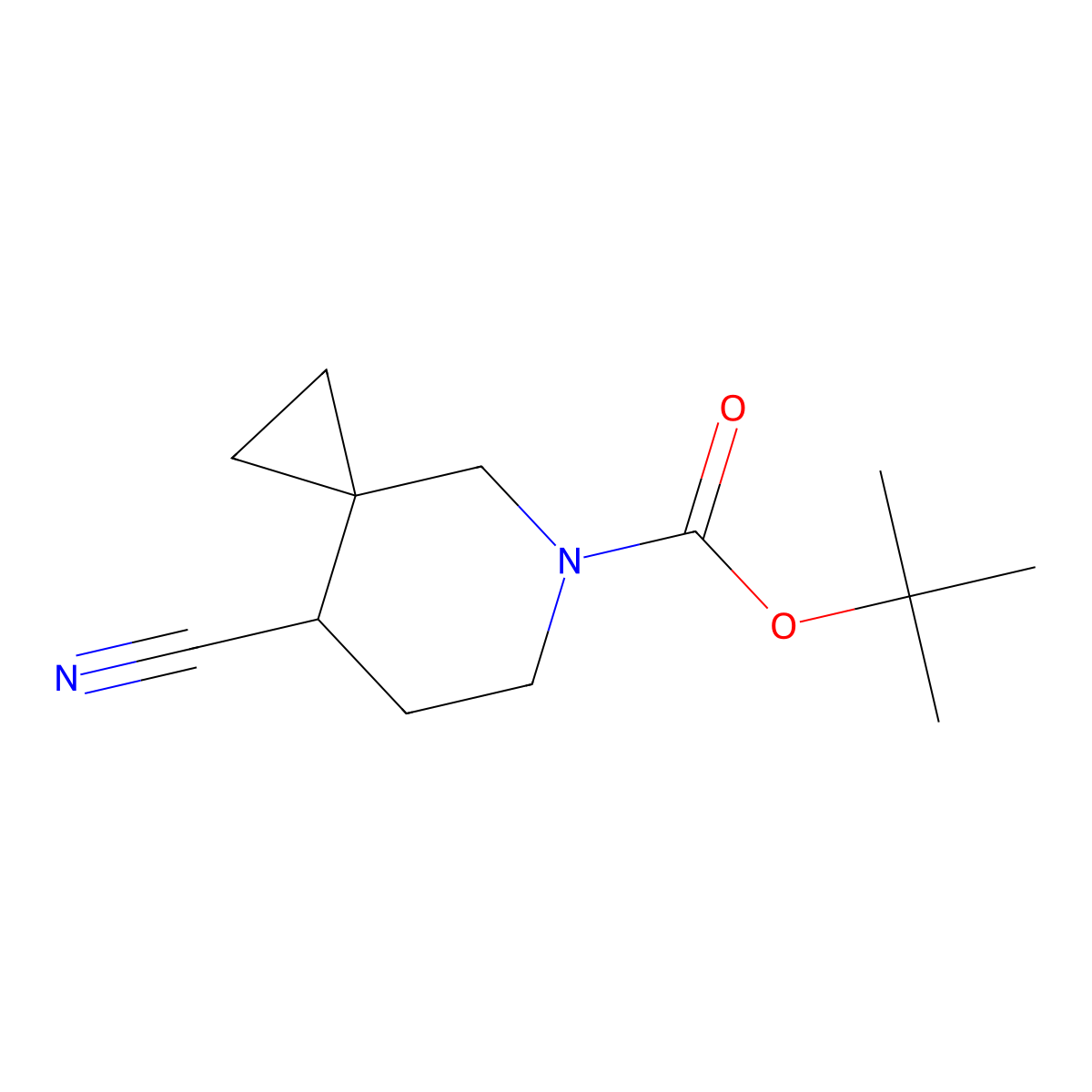 Tert-butyl 8-cyano-5-azaspiro[2.5]octane-5-carboxylate molecular structure, CAS 2121081-15-8