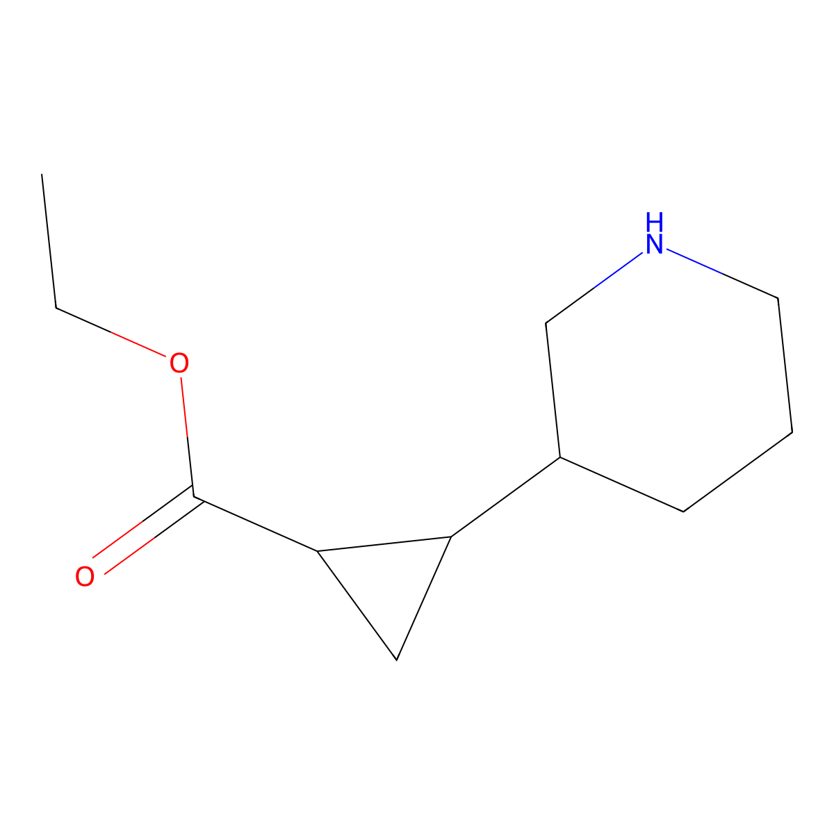 Ethyl 2-(piperidin-3-yl)cyclopropane-1-carboxylate molecular structure, CAS 2121086-59-5