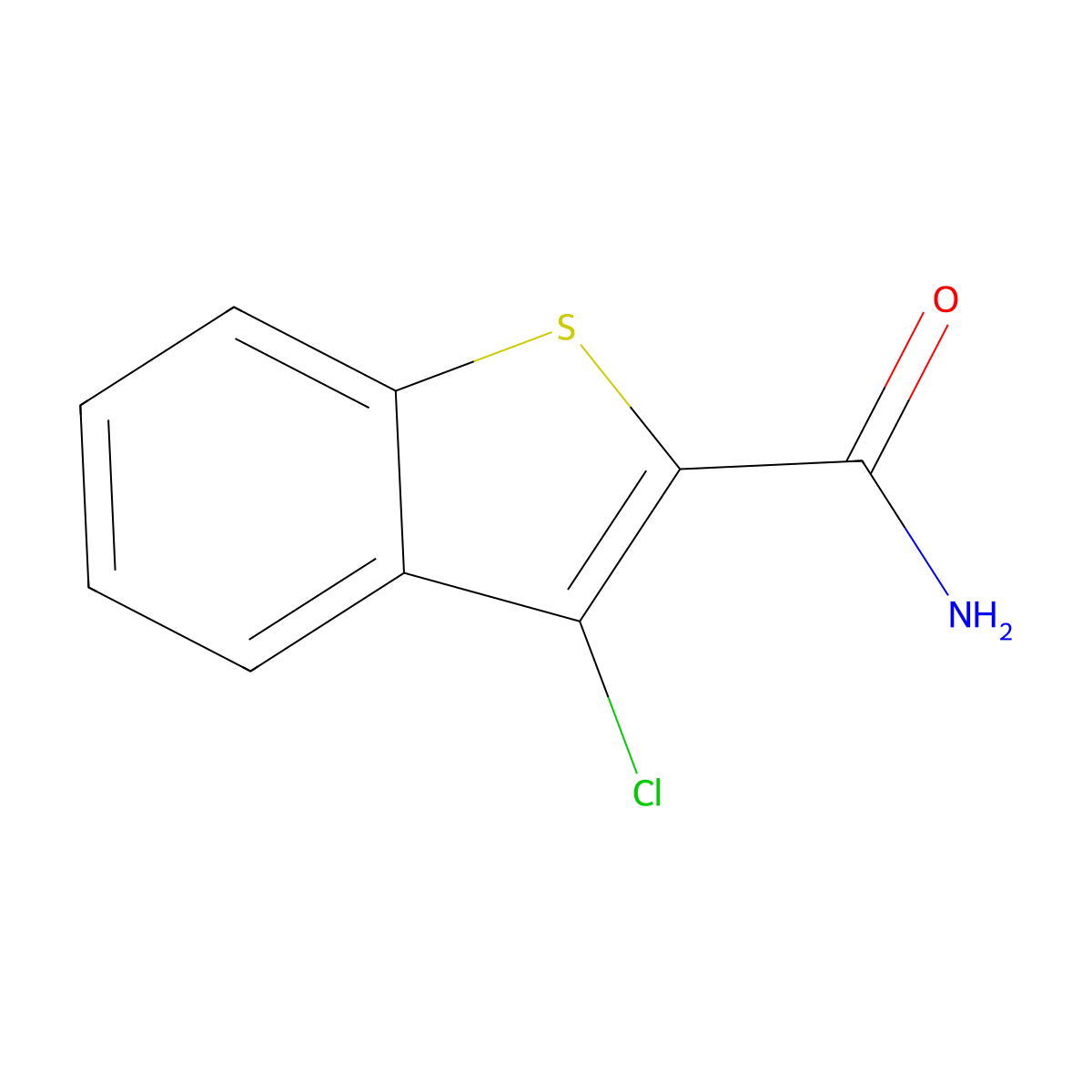 3-Chlorobenzo(b)thiophene-2-carboxamide molecular structure, CAS 21211-09-6