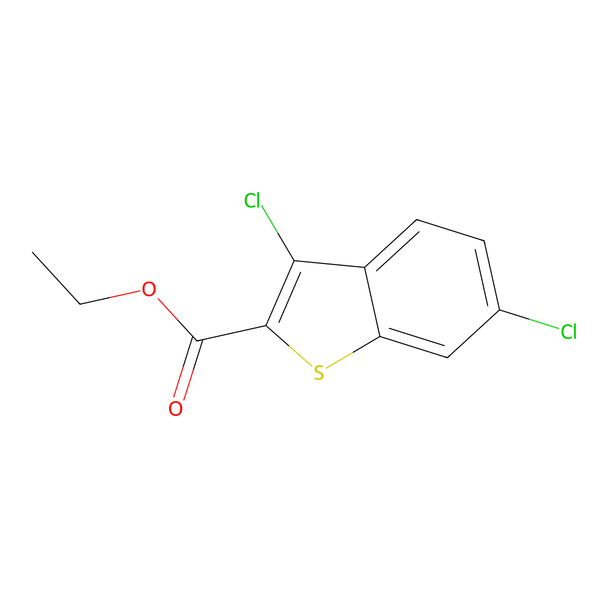 Ethyl 3,6-dichloro-1-benzothiophene-2-carboxylate molecular structure, CAS 21211-19-8