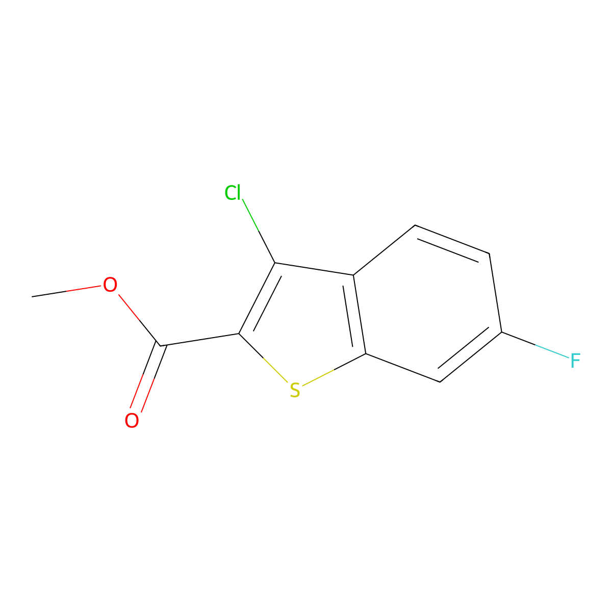 Methyl 3-chloro-6-fluoro-1-benzothiophene-2-carboxylate molecular structure, CAS 21211-20-1