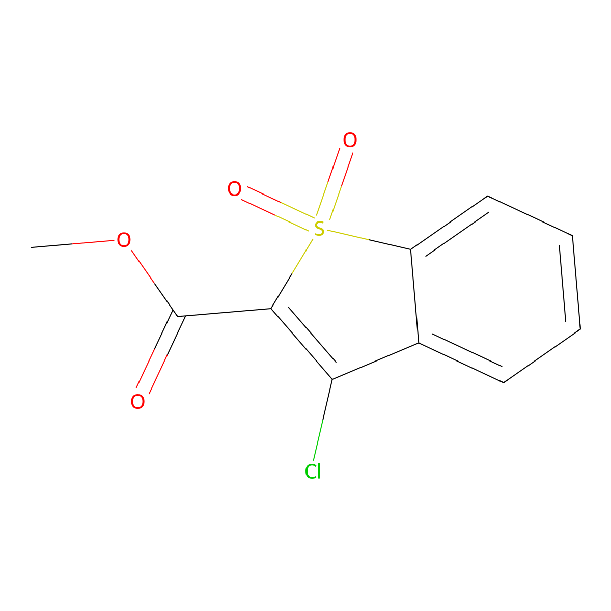 Methyl 3-chlorobenzo(b)thiophene-2-carboxylate 1,1-dioxide molecular structure, CAS 21211-23-4
