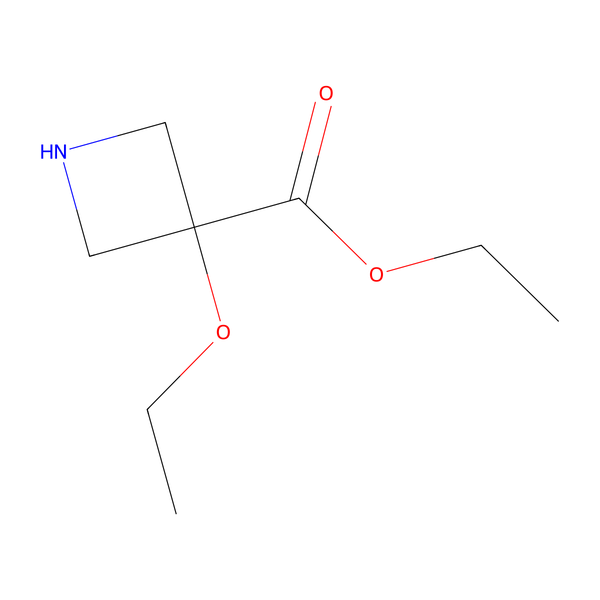 Ethyl 3-ethoxyazetidine-3-carboxylate molecular structure, CAS 2121172-46-9