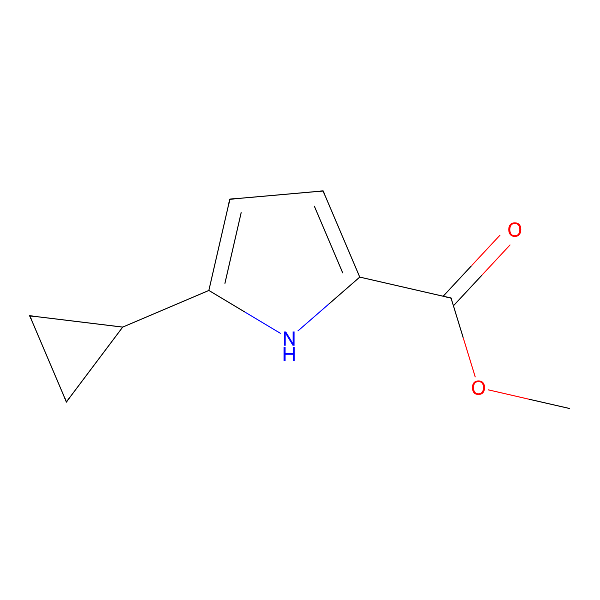 Methyl 5-cyclopropyl-1H-pyrrole-2-carboxylate molecular structure, CAS 2121247-50-3