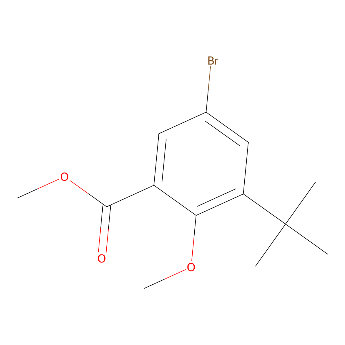 Methyl 5-bromo-3-(tert-butyl)-2-methoxybenzoate molecular structure, CAS 2121251-65-6