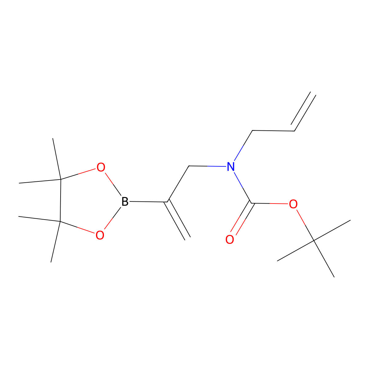tert-butyl N-(prop-2-en-1-yl)-N-(2-(4,4,5,5-tetramethyl-1,3,2-dioxaborolan-2-yl)prop-2-en-1-yl)carbamate molecular structure, CAS 212127-74-7