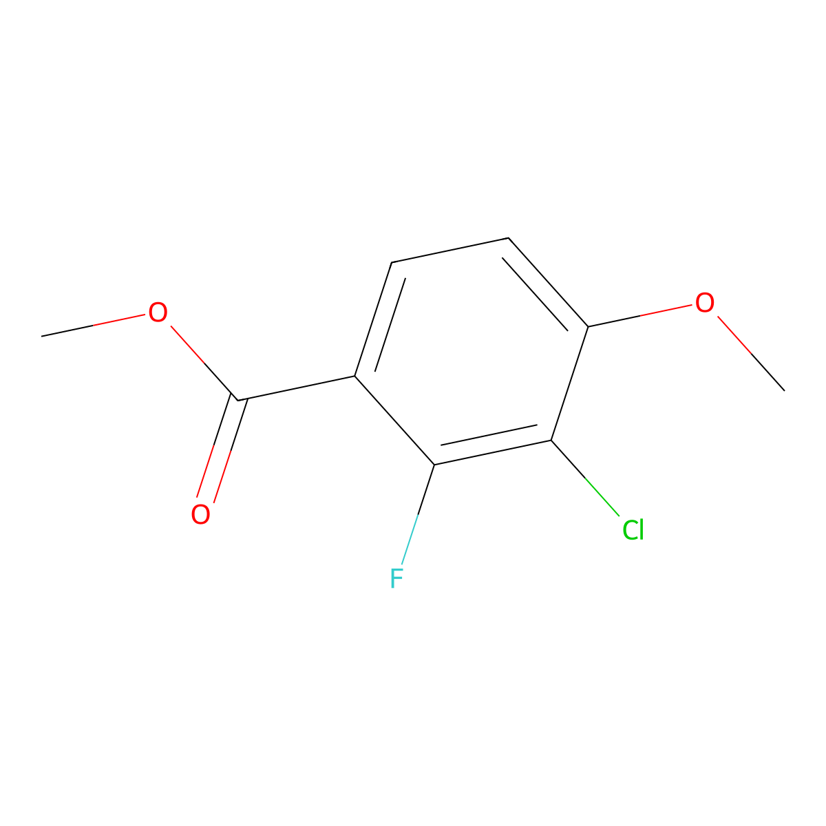Methyl 3-chloro-2-fluoro-4-methoxybenzoate molecular structure, CAS 2121309-20-2