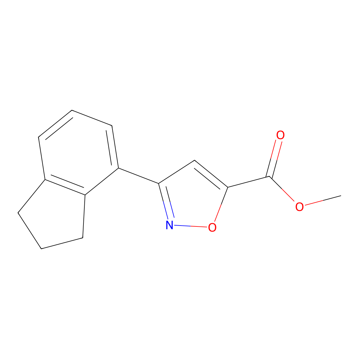 methyl 3-(2,3-dihydro-1H-inden-4-yl)-1,2-oxazole-5-carboxylate molecular structure, CAS 2121333-30-8