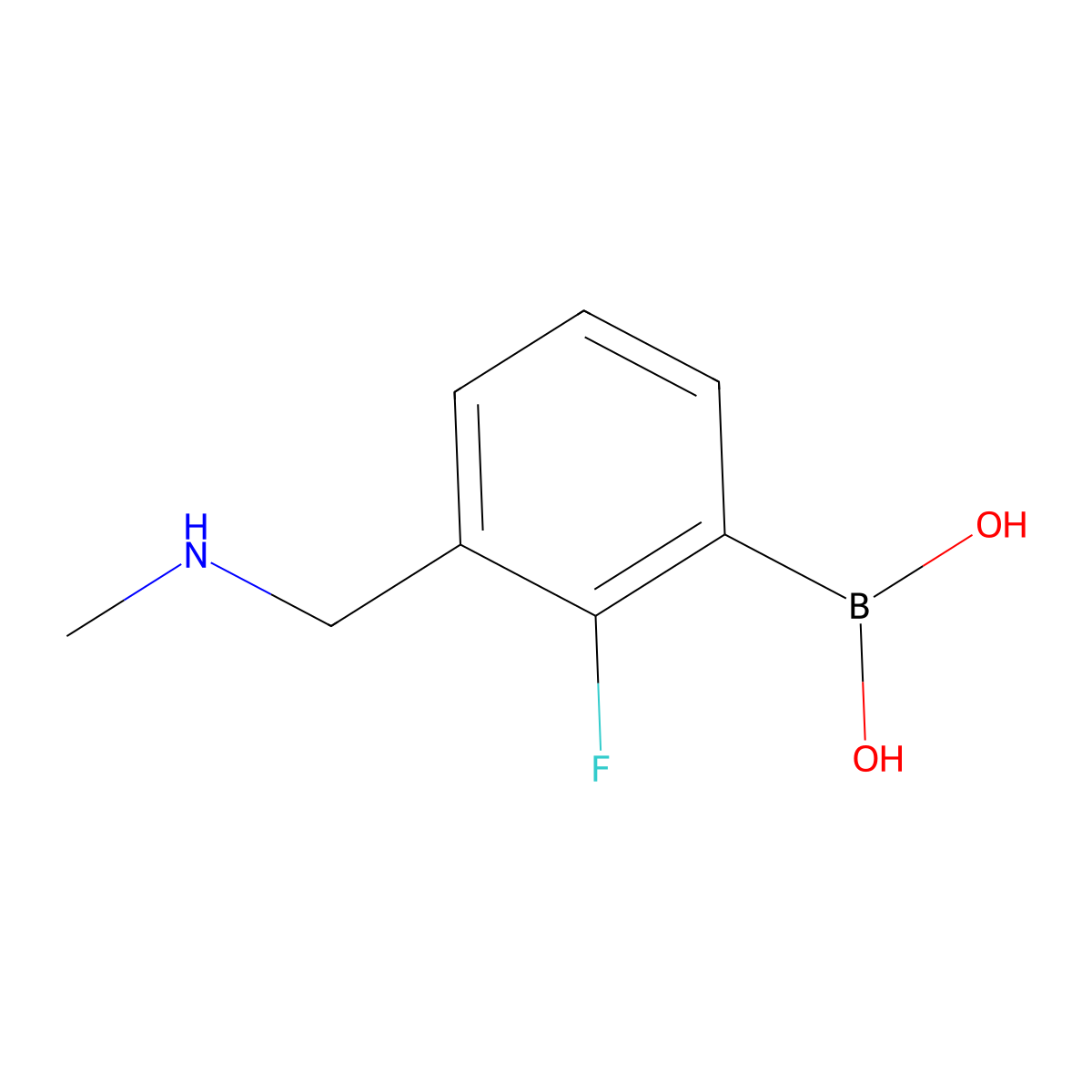 3-(N-methylaminomethyl)-2-fluorophenylboronic acid molecular structure, CAS 2121511-43-9
