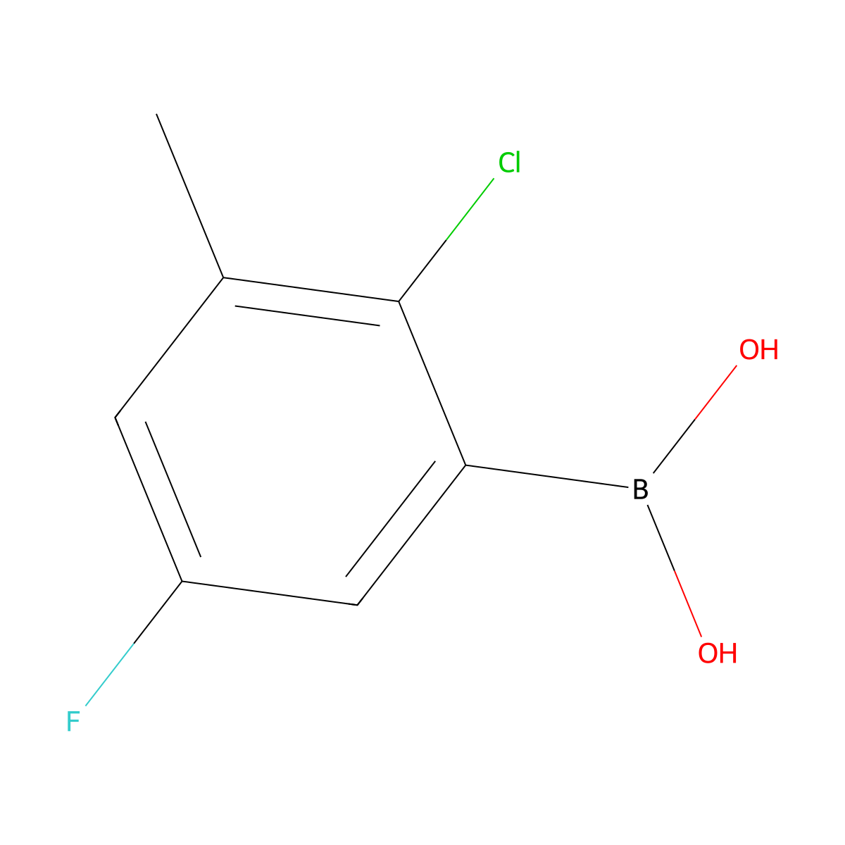 2-Chloro-5-fluoro-3-methylphenylboronic acid molecular structure, CAS 2121511-44-0