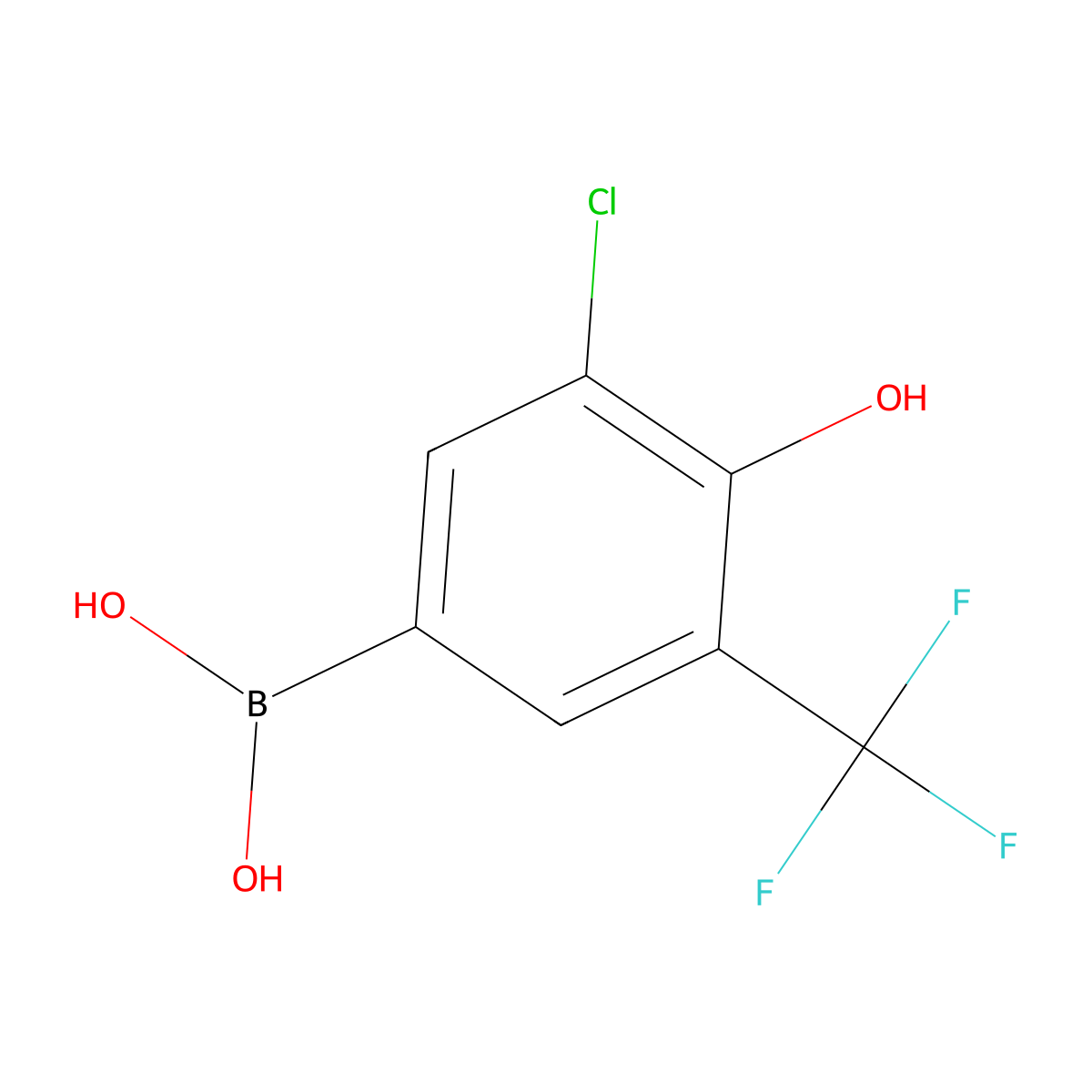 5-Chloro-4-hydroxy-3-(trifluoromethyl)phenylboronic acid molecular structure, CAS 2121511-51-9