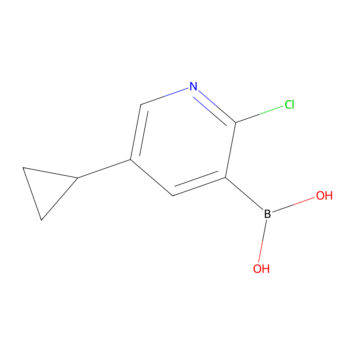 2-Chloro-5-cyclopropylpyridine-3-boronic acid molecular structure, CAS 2121511-56-4