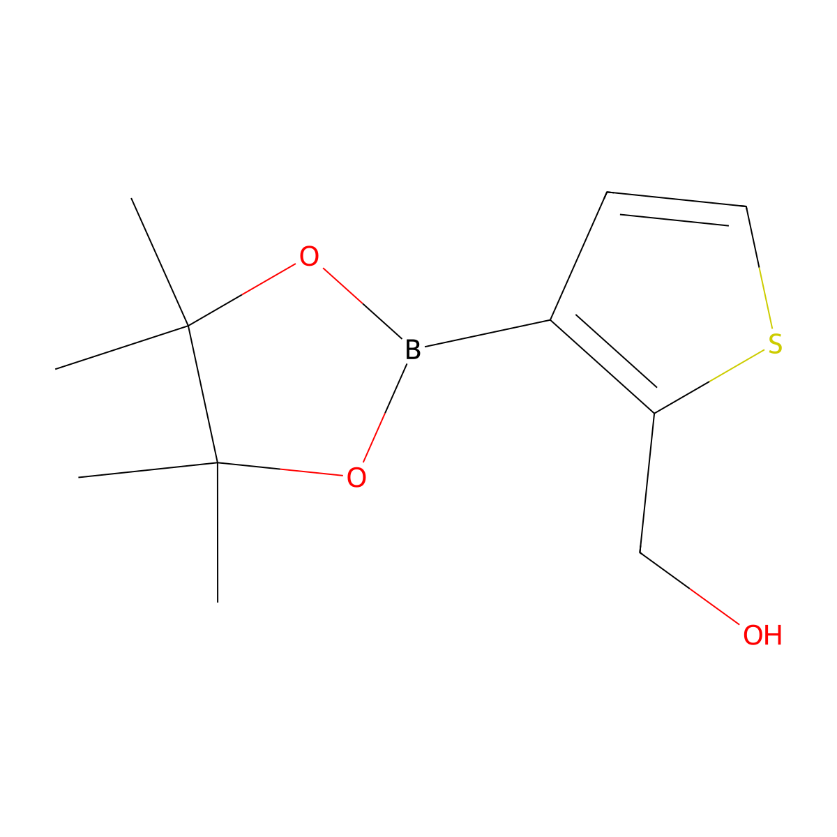 (3-(Tetramethyl-1,3,2-dioxaborolan-2-yl)thiophen-2-yl)methanol molecular structure, CAS 2121511-82-6