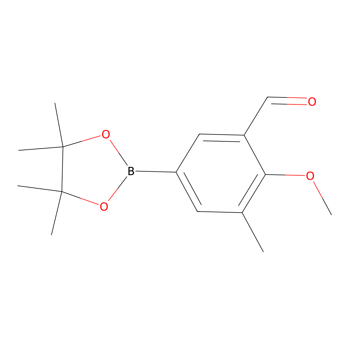 2-Methoxy-3-methyl-5-(4,4,5,5-tetramethyl-1,3,2-dioxaborolan-2-yl)benzaldehyde molecular structure, CAS 2121511-84-8