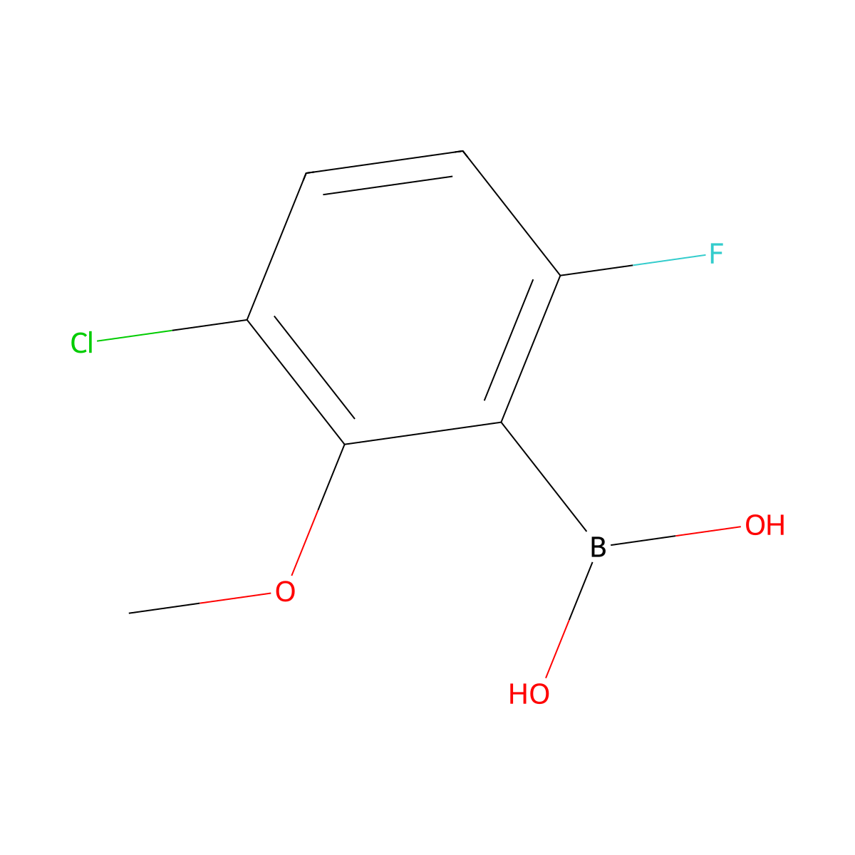 3-Chloro-6-fluoro-2-methoxyphenylboronic acid molecular structure, CAS 2121511-91-7