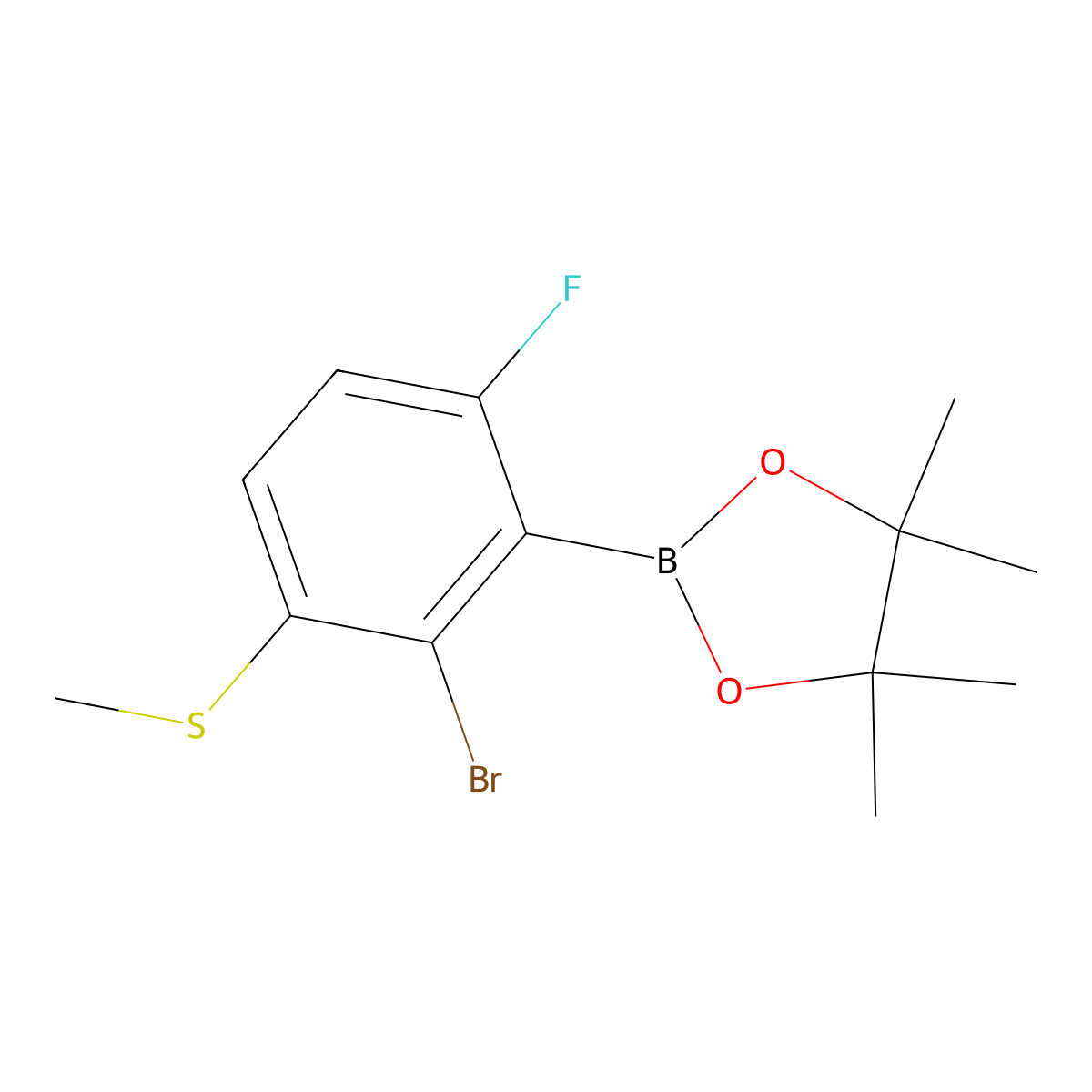 2-Bromo-6-fluoro-3-(methylthio)phenylboronic acid pinacol ester molecular structure, CAS 2121512-00-1