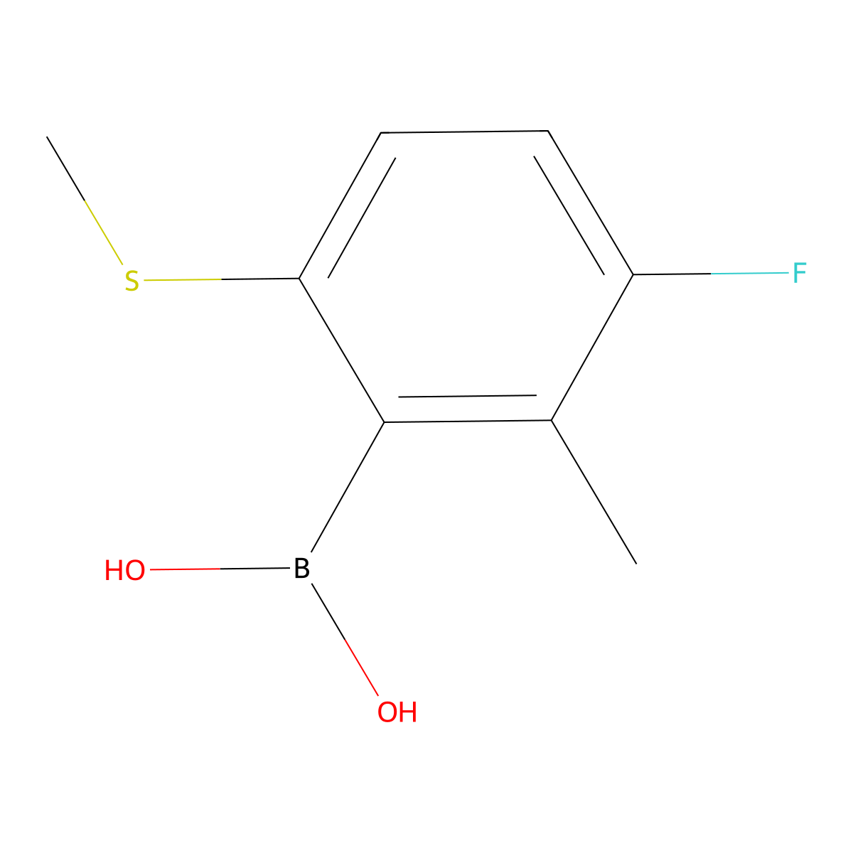 3-Fluoro-2-methyl-6-(methylthio)phenylboronic acid molecular structure, CAS 2121512-05-6