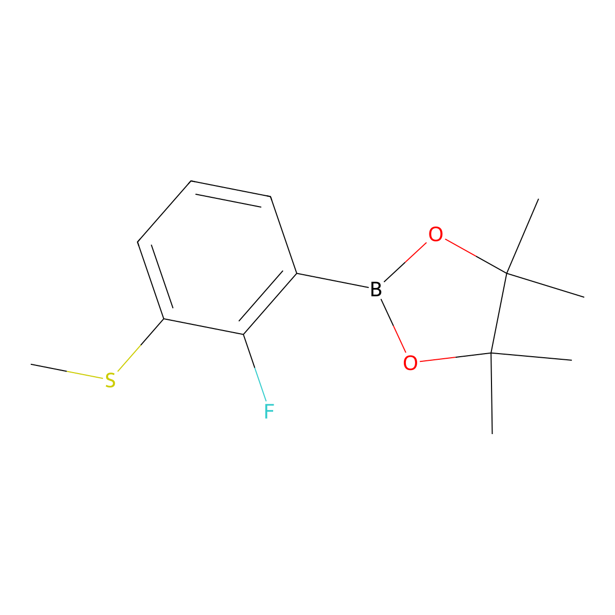 2-Fluoro-3-(methylsulfanyl)phenylboronic acid pinacol ester molecular structure, CAS 2121512-11-4