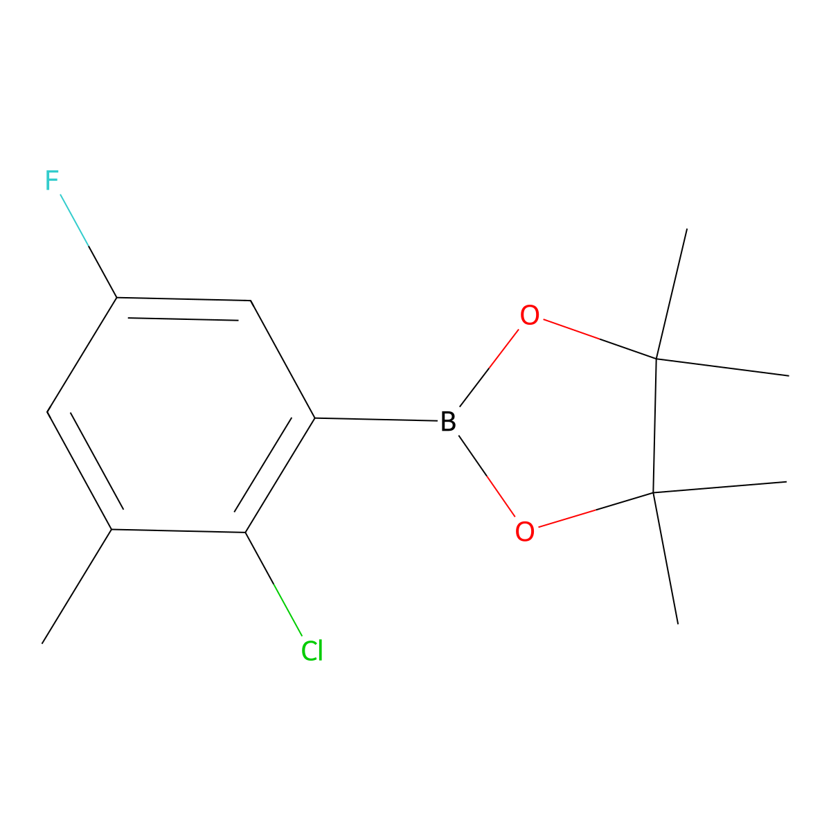 2-Chloro-5-fluoro-3-methylphenylboronic acid pinacol ester molecular structure, CAS 2121512-19-2