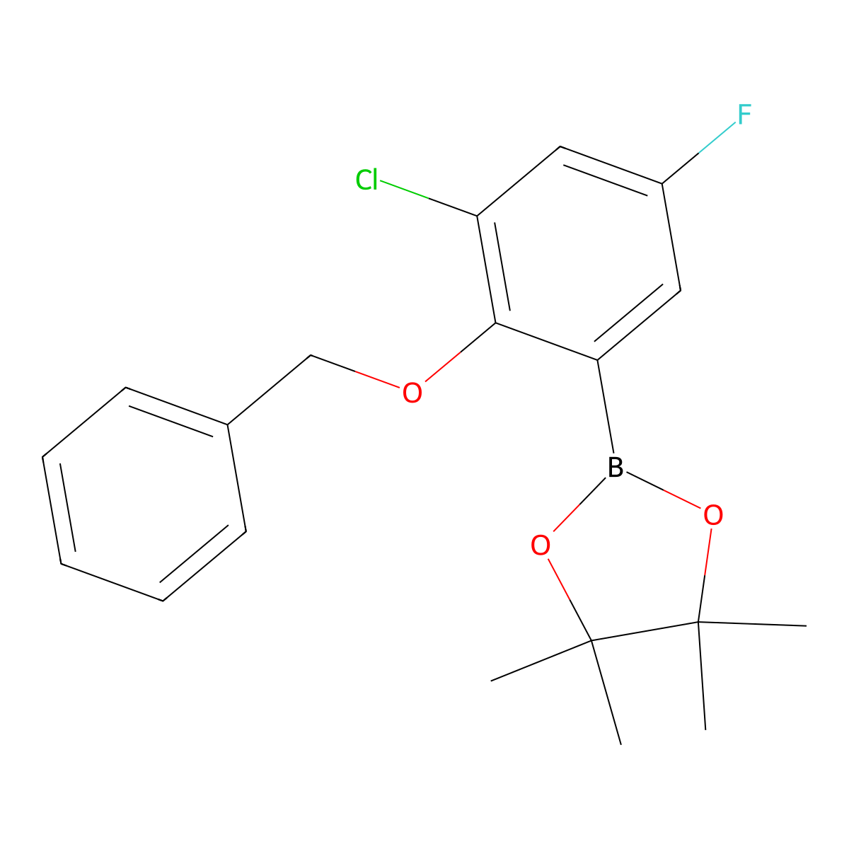 2-Benzyloxy-3-chloro-5-fluorophenylboronic acid pinacol ester molecular structure, CAS 2121512-22-7