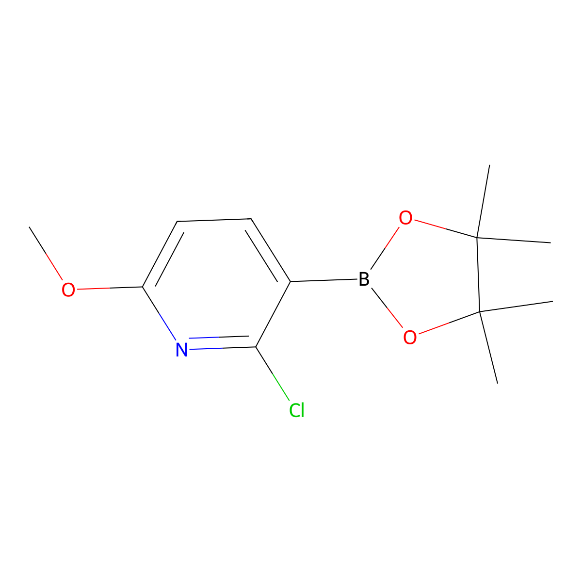 2-Chloro-6-methoxy-3-(4,4,5,5-tetramethyl-1,3,2-dioxaborolan-2-yl)pyridine molecular structure, CAS 2121512-23-8