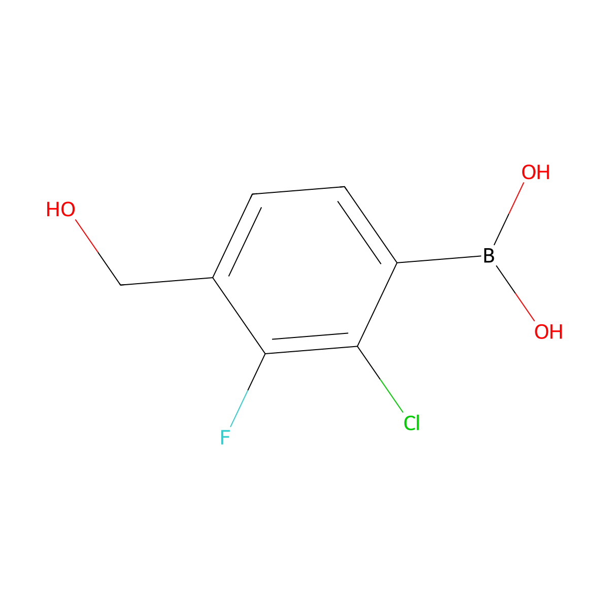 2-Chloro-3-fluoro-4-(hydroxymethyl)phenylboronic acid molecular structure, CAS 2121512-25-0