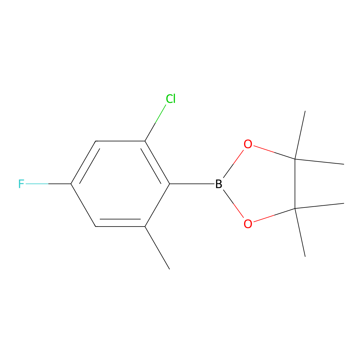 2-Chloro-4-fluoro-6-methylphenylboronic acid pinacol ester molecular structure, CAS 2121512-28-3