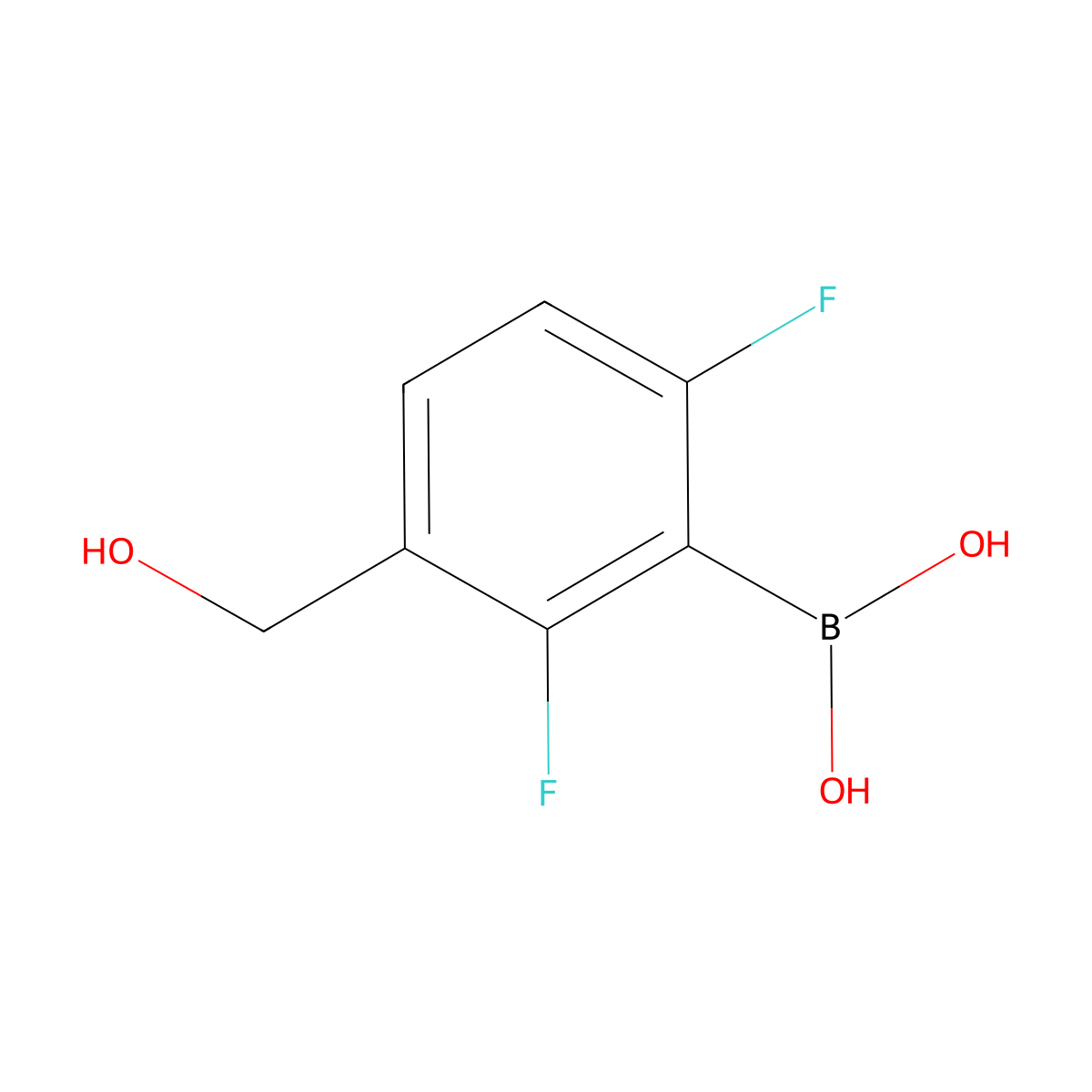 2,6-Difluoro-3-hydroxymethylphenylboronic acid molecular structure, CAS 2121512-29-4