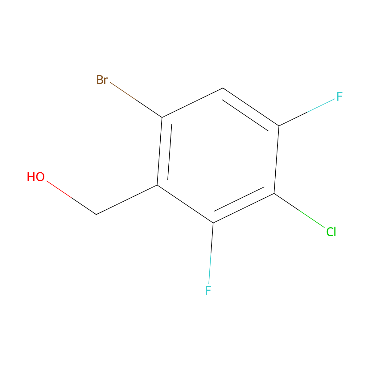 6-Bromo-3-chloro-2,4-difluorobenzyl alcohol molecular structure, CAS 2121512-37-4