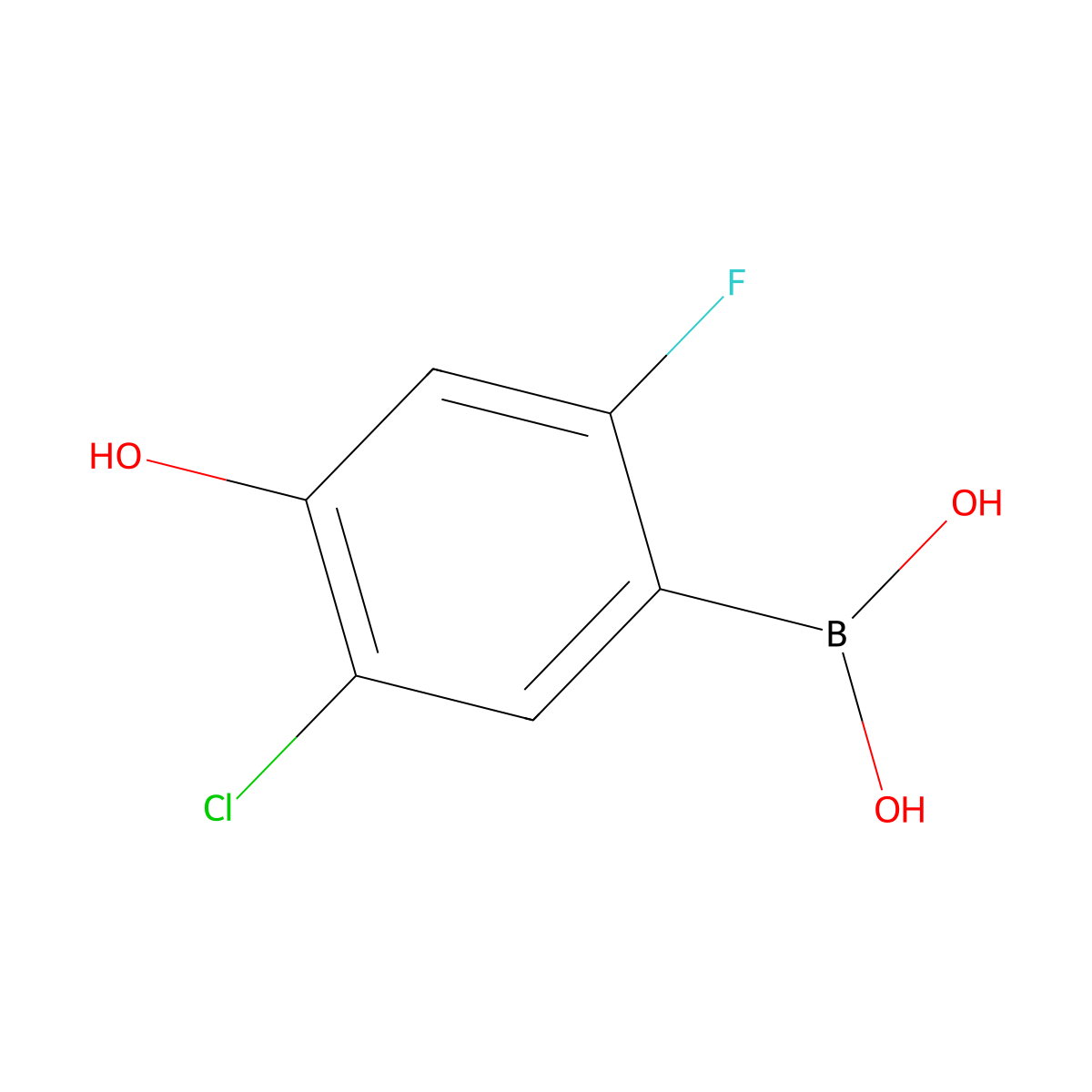 5-Chloro-2-fluoro-4-hydroxyphenylboronic acid molecular structure, CAS 2121512-43-2