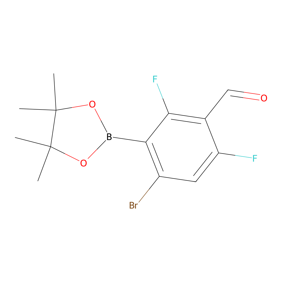 6-Bromo-2,4-fifluoro-3-formylphenylboronic acid pinacol ester molecular structure, CAS 2121512-44-3