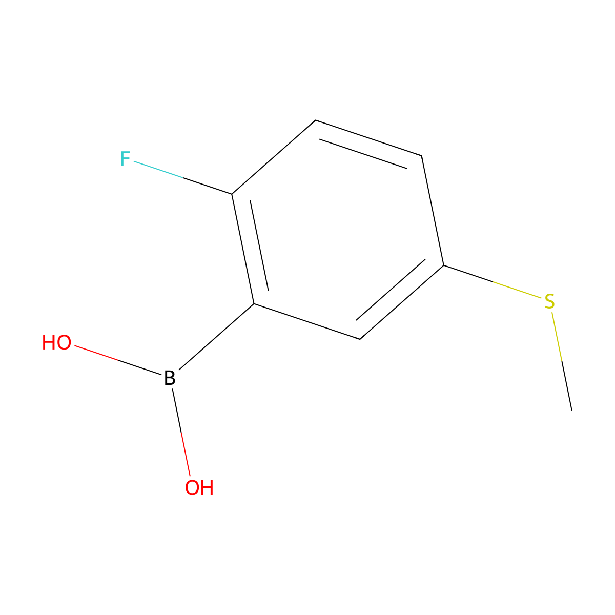 2-Fluoro-5-(methylthio)phenylboronic acid molecular structure, CAS 2121512-51-2