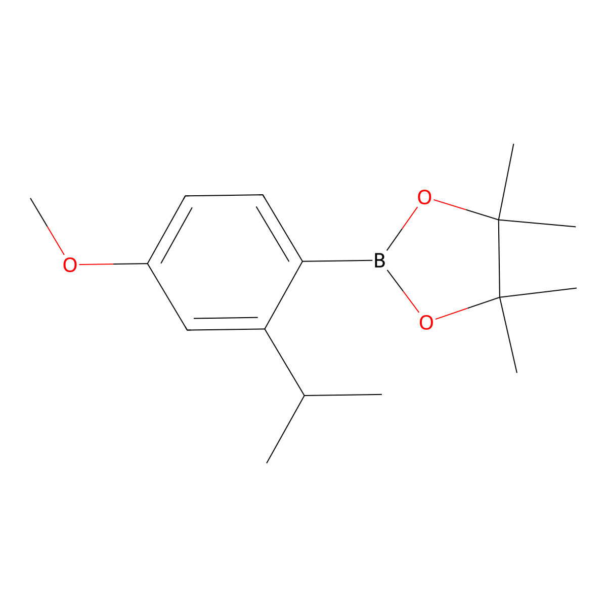 2-Isopropyl-4-methoxyphenyl boronic acid pinacol ester molecular structure, CAS 2121512-55-6