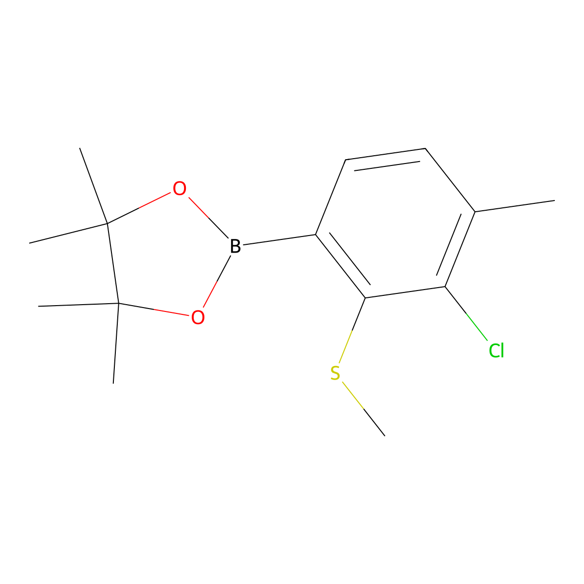 3-Chloro-4-methyl-2-(methylthio)phenylboronic acid pinacol ester molecular structure, CAS 2121512-63-6