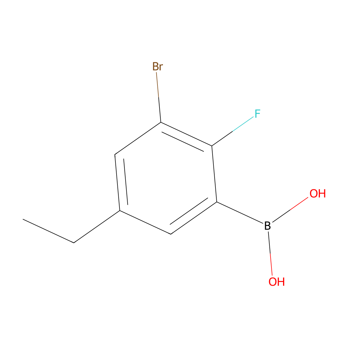 3-Bromo-5-ethyl-2-fluorophenylboronic acid molecular structure, CAS 2121512-65-8