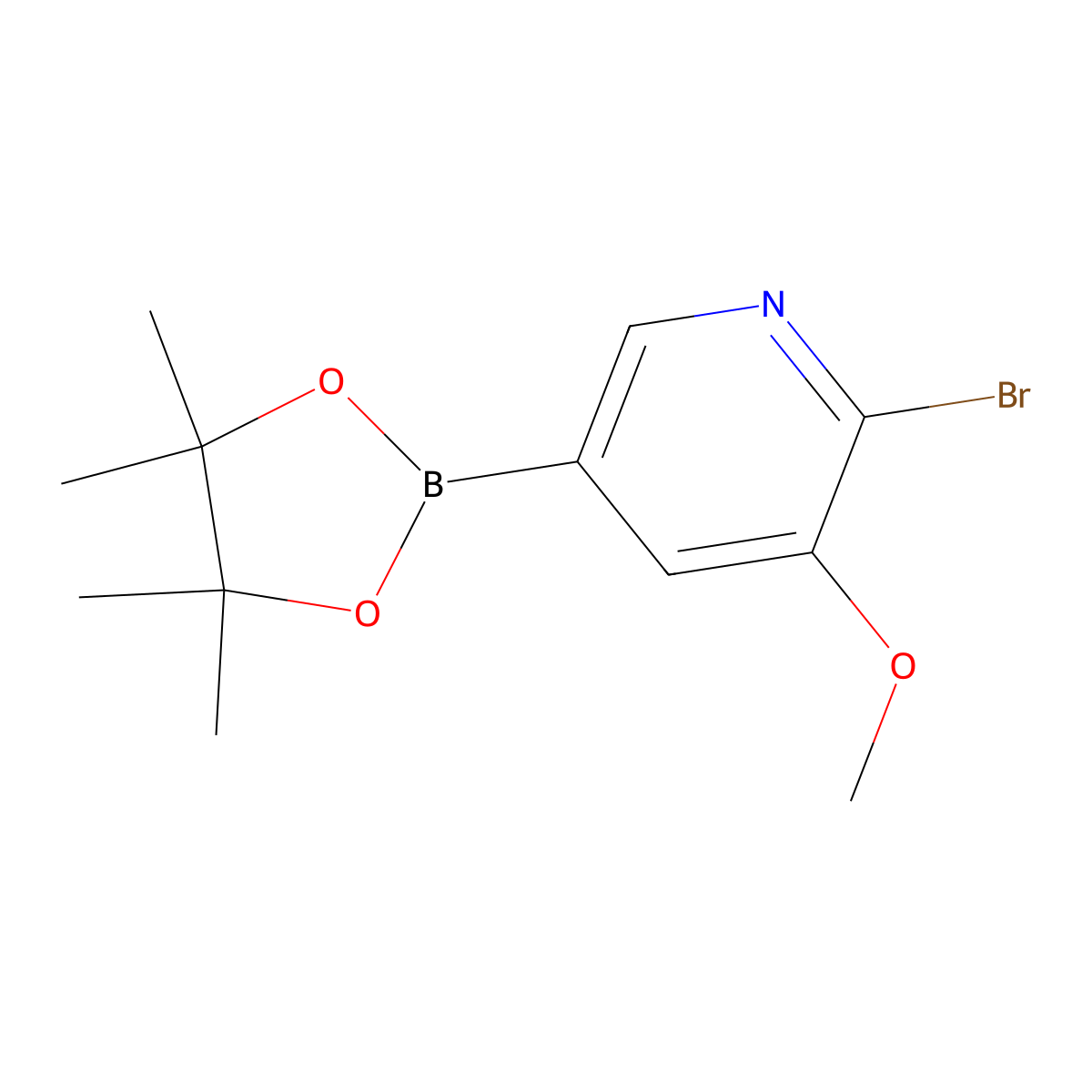 2-Bromo-3-methoxypyridine-5-boronic acid pinacol ester molecular structure, CAS 2121512-66-9
