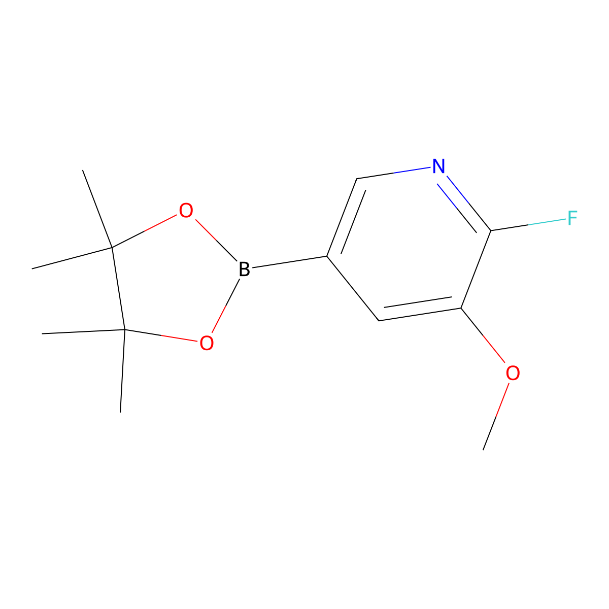 2-Fluoro-3-methoxy-5-(4,4,5,5-tetramethyl-1,3,2-dioxaborolan-2-YL)pyridine molecular structure, CAS 2121512-67-0